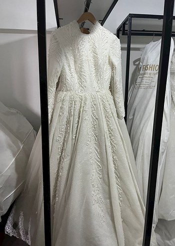 Uzun Kollu Beyaz Prenses Gelinlik - Görsel 2