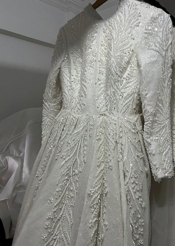 Uzun Kollu Beyaz Prenses Gelinlik - Görsel 3