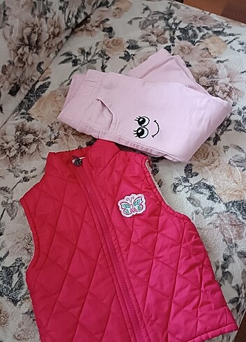 12-18 Ay Beden pembe Renk Cıvıl yelek ve pantolun