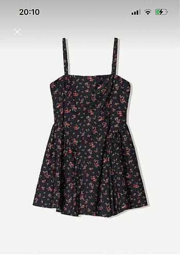Bershka BERSHKA VOLANLI VE ASKILI ÇİÇEKLİ ELBİSE