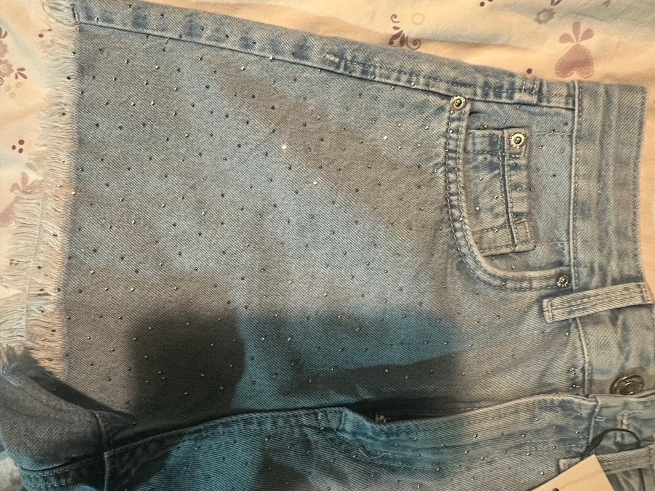 Stradivarius Parıltılı/Taşlı Kot Şort D75 - Görsel 3