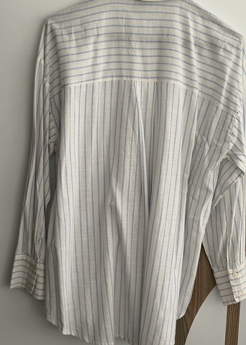 Düğmeli Çizgili Uzun Kollu Kadın Gömlek - Görsel 3