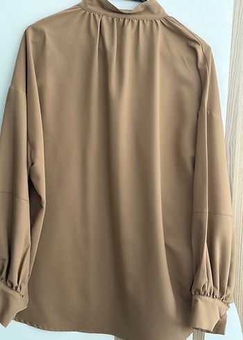 Bej Düğmeli Uzun Kollu Kadın Gömlek - Görsel 2