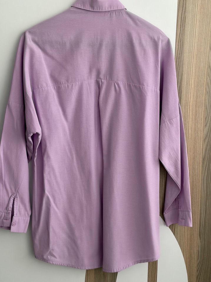 Mor Düğmeli Uzun Kollu Gömlek - Görsel 2