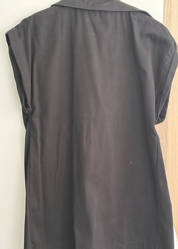 Siyah Kemerli Kolsuz Uzun Kadın Trençkot - Görsel 3