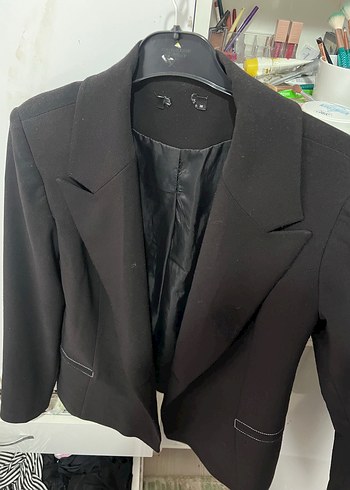 Düğmeli Siyah Kadın Blazer Ceket