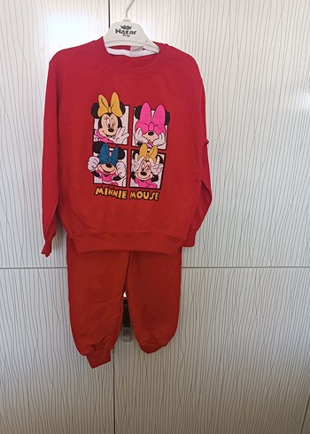 Kız Çocuk Kırmızı Minnie Mouse Takım