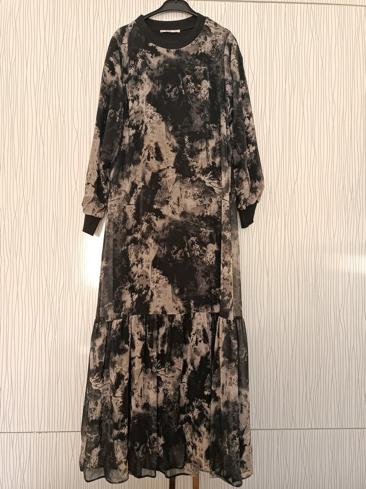 Bohem Uzun Kol Bağlama Desenli Elbise - Görsel 2