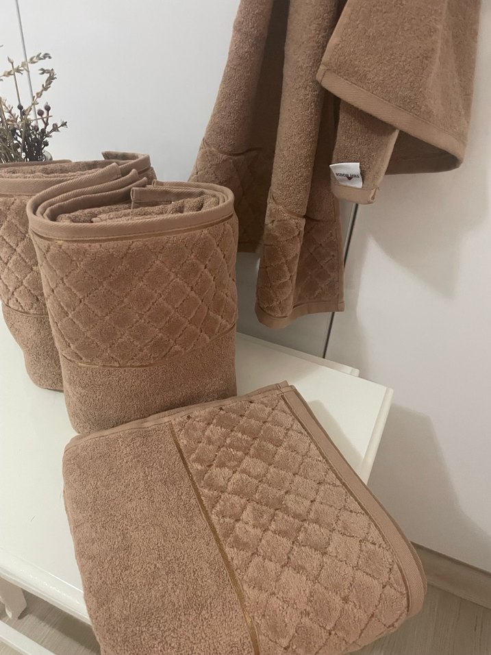 Modern Klasik Kahverengi Havlu - Görsel 4