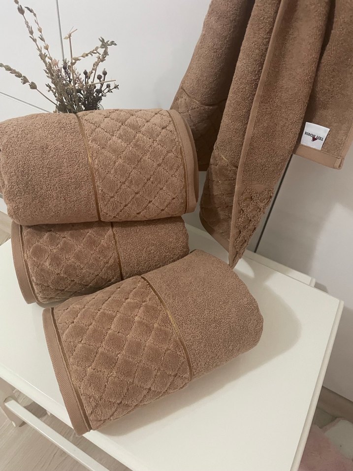 Modern Klasik Kahverengi Havlu - Görsel 3