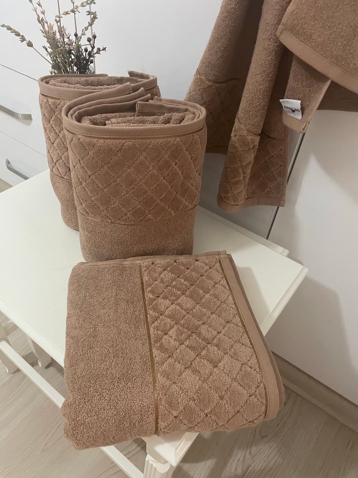 Modern Klasik Kahverengi Havlu - Görsel 5