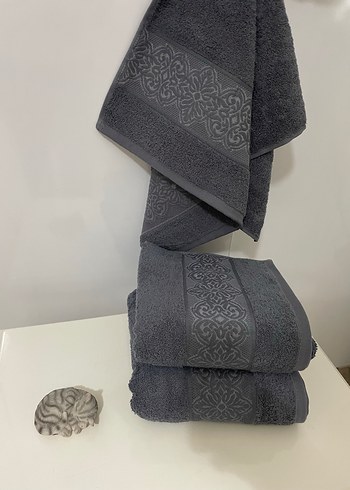 Gri Nakışlı Havlu - Görsel 4