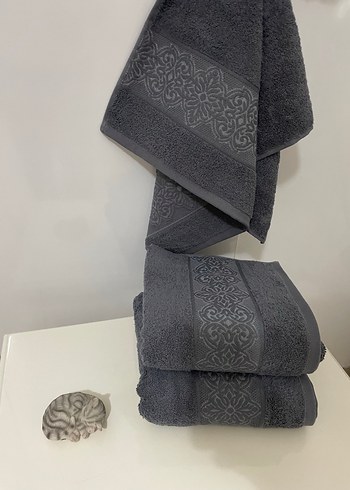 Gri Nakışlı Havlu - Görsel 3