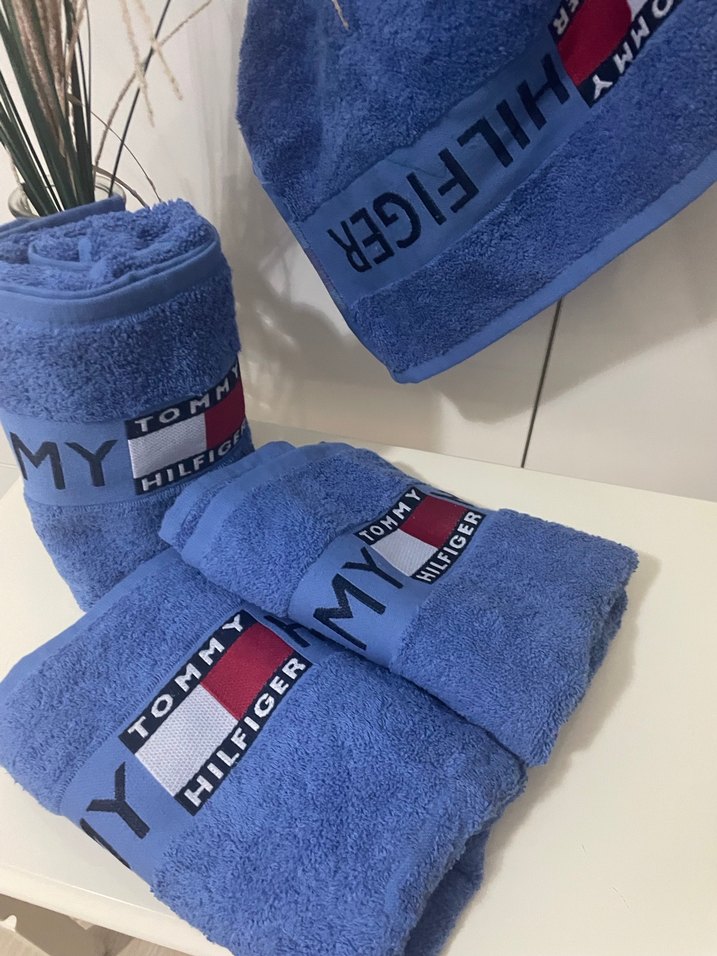 Tommy Hilfiger Mavi Baskılı Havlu - Görsel 4