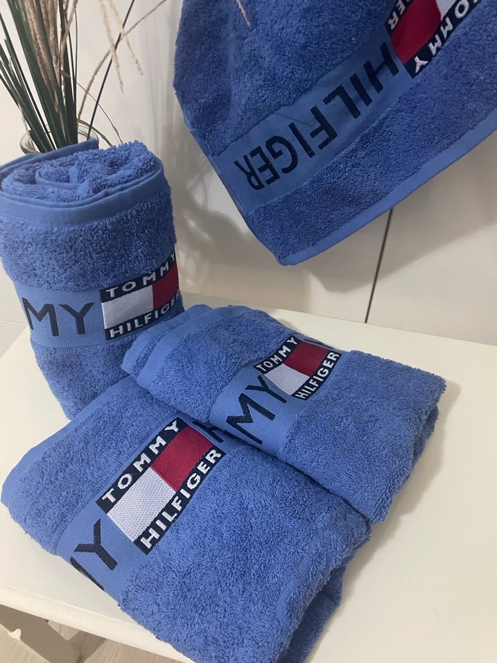 Tommy Hilfiger Mavi Baskılı Havlu - Görsel 5