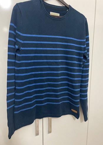 Çizgili Lacivert Erkek Triko Kazak - Görsel 4