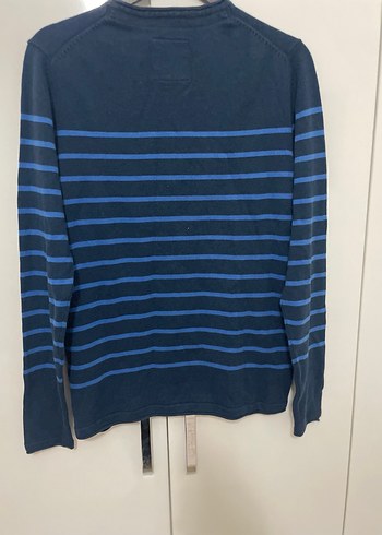 Çizgili Lacivert Erkek Triko Kazak - Görsel 3