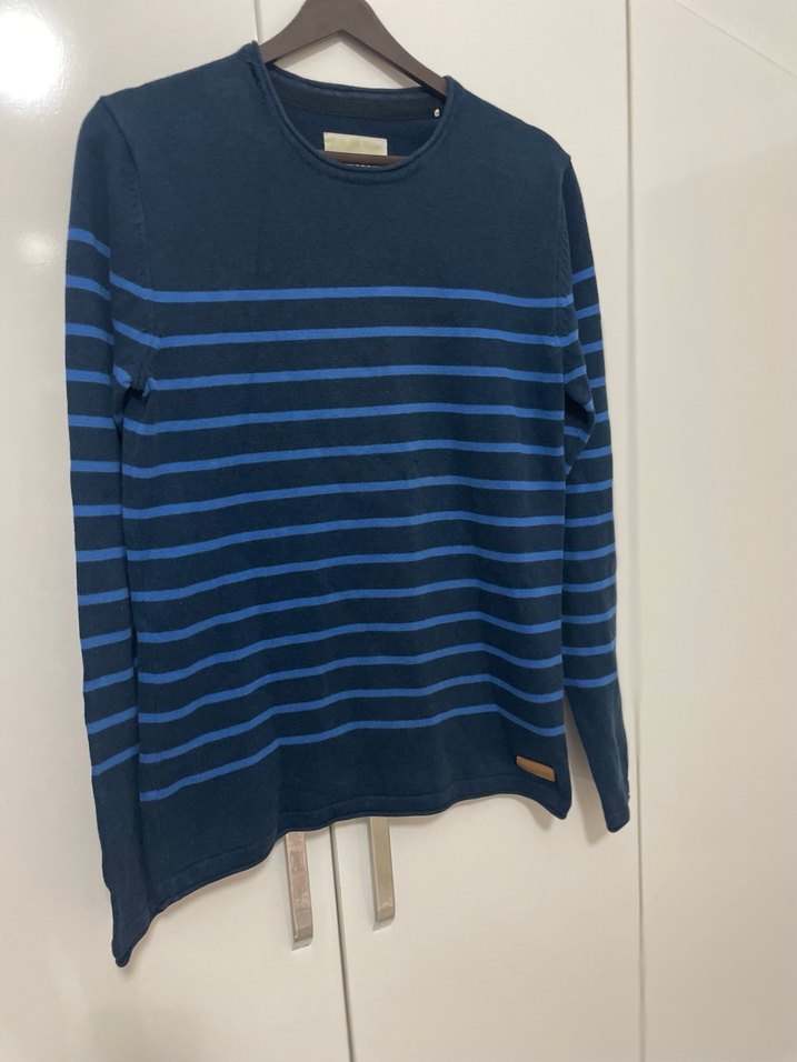 Çizgili Lacivert Erkek Triko Kazak - Görsel 2