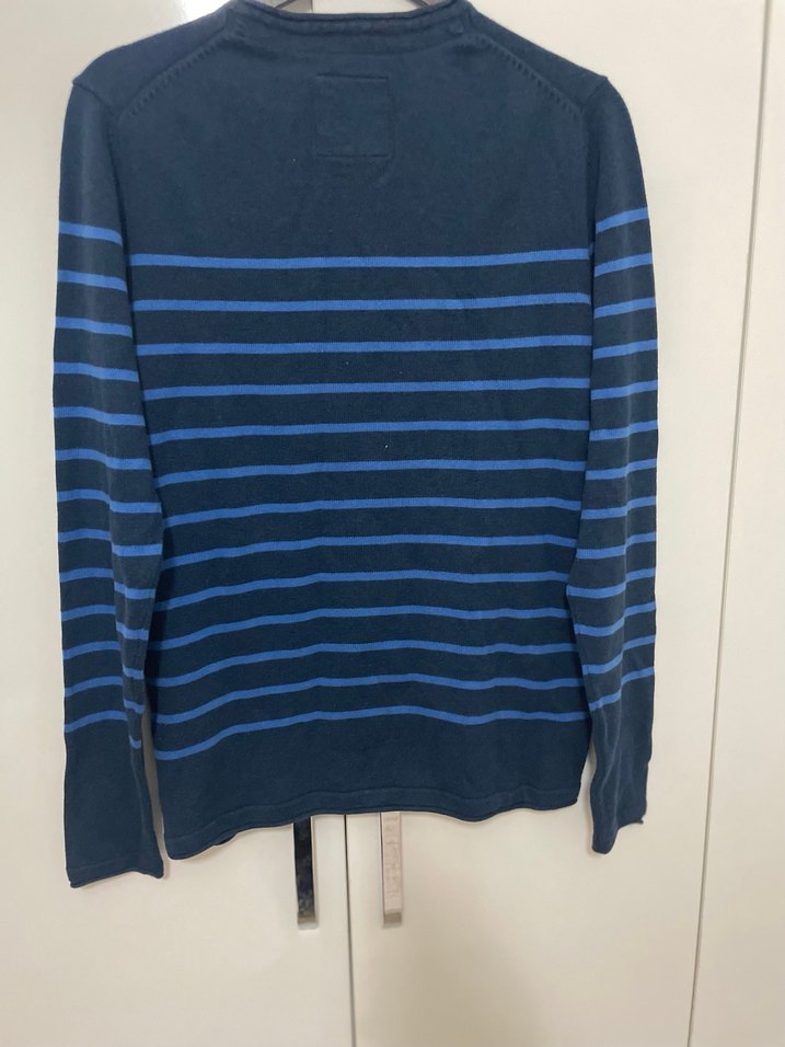 Çizgili Lacivert Erkek Triko Kazak - Görsel 3