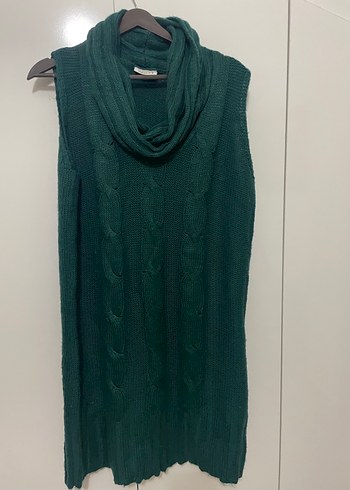 Yeşil Bohem Örgü Kolsuz Uzun Kazak - Görsel 4