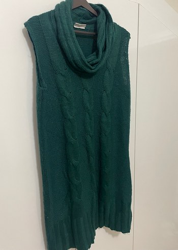 Yeşil Bohem Örgü Kolsuz Uzun Kazak - Görsel 3