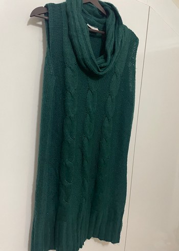 Yeşil Bohem Örgü Kolsuz Uzun Kazak - Görsel 2