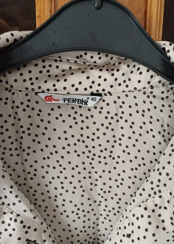 40 Beden Kadın Bej Uzun Kollu Mini Gömlek