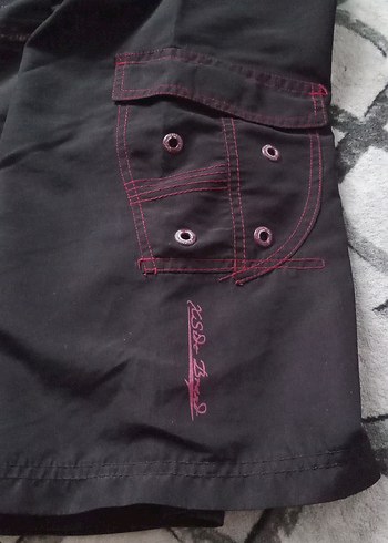 42 beden Siyah Baskılı Mini Erkek Deniz Şortu - Görsel 6