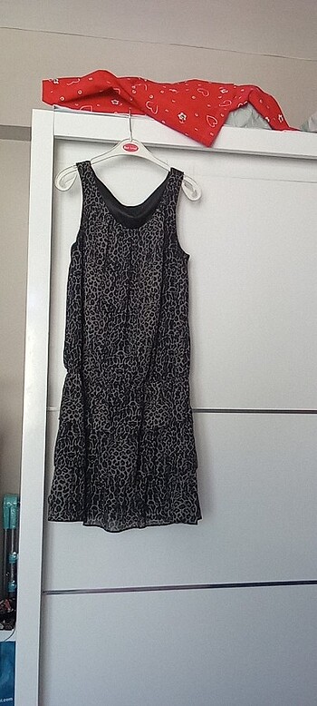 Leopar desenli Şifon Elbise
