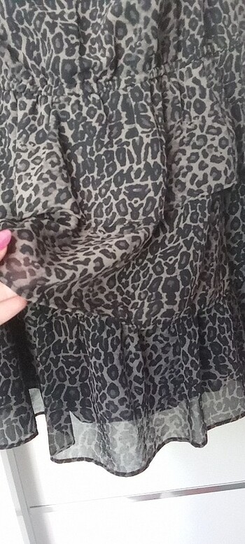 Mango Leopar desenli Şifon Elbise