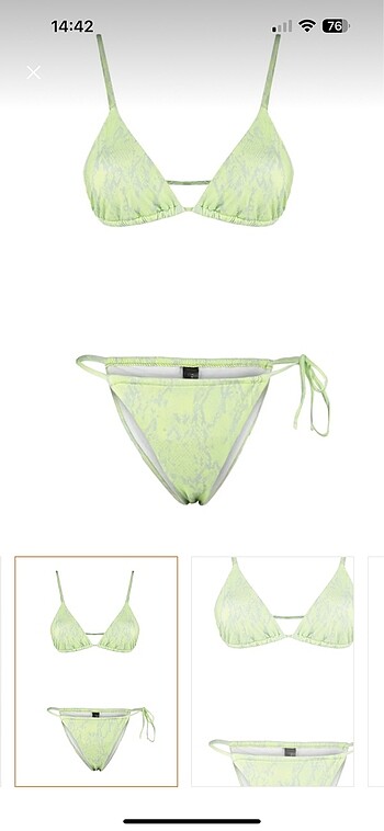 Yeşil Yılan Desenli Üçgen Brezillian Bikini - Görsel 3