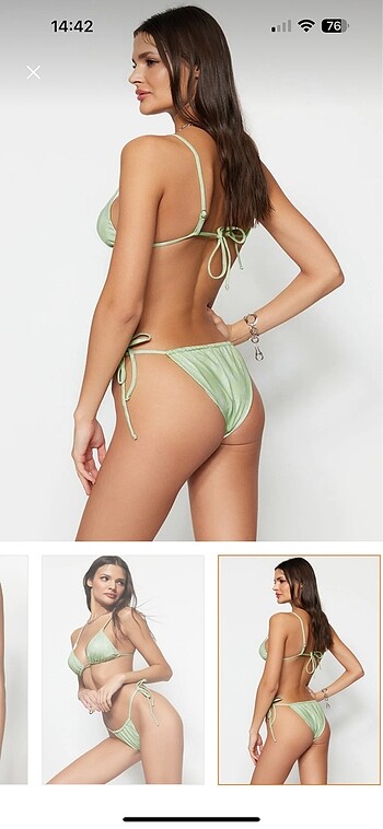 Yeşil Yılan Desenli Üçgen Brezillian Bikini - Görsel 2