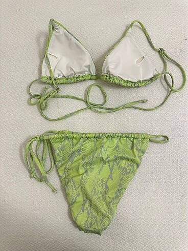 Yeşil Yılan Desenli Üçgen Brezillian Bikini - Görsel 7