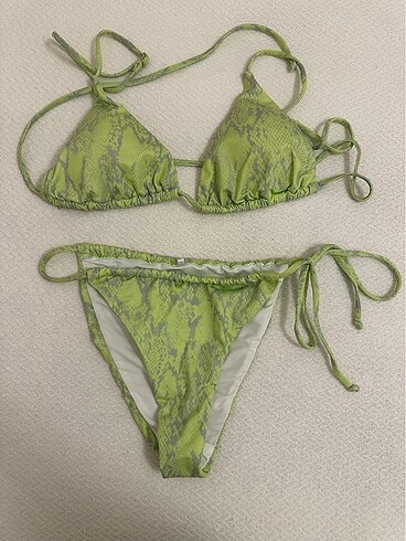 Yeşil Yılan Desenli Üçgen Brezillian Bikini - Görsel 5