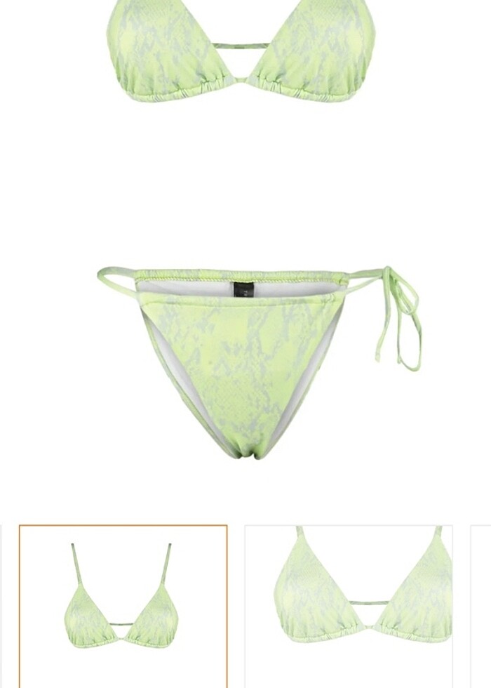 Yeşil Yılan Desenli Üçgen Brezillian Bikini - Görsel 3