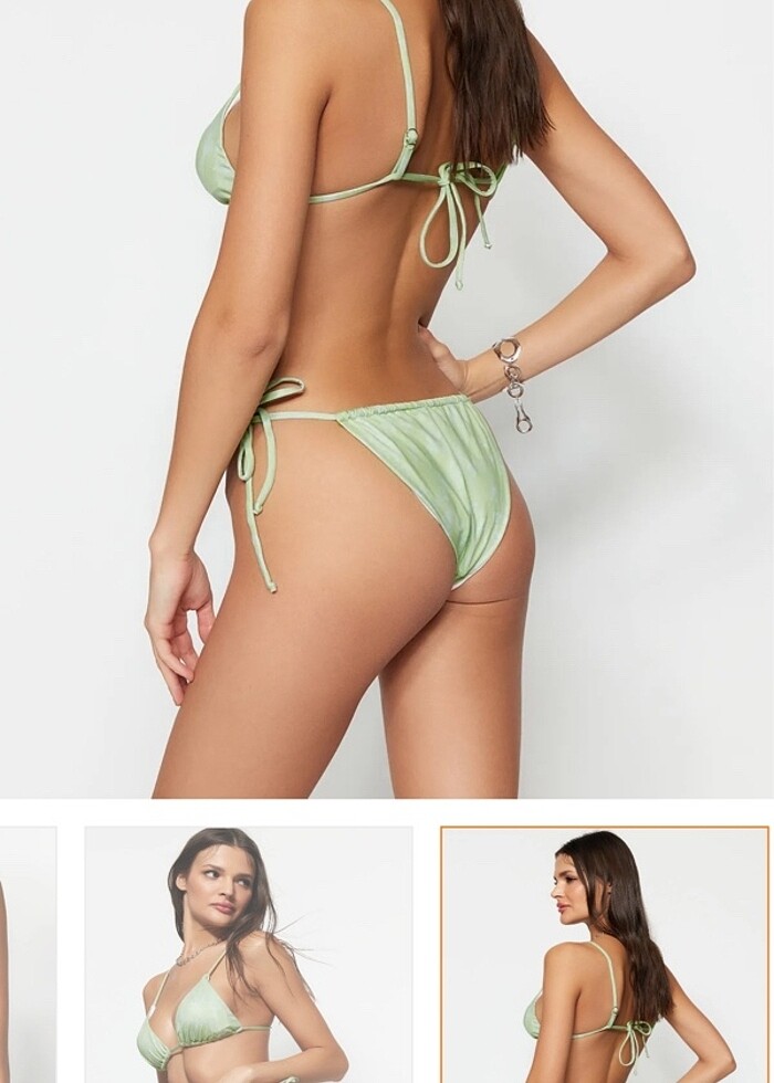 Yeşil Yılan Desenli Üçgen Brezillian Bikini - Görsel 2