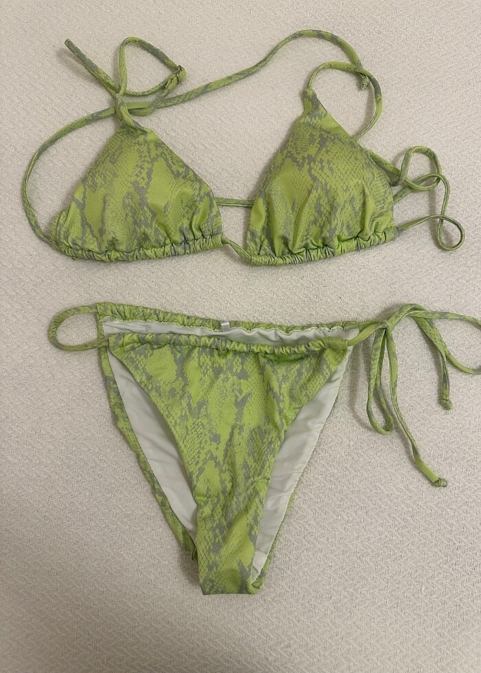 Yeşil Yılan Desenli Üçgen Brezillian Bikini - Görsel 5