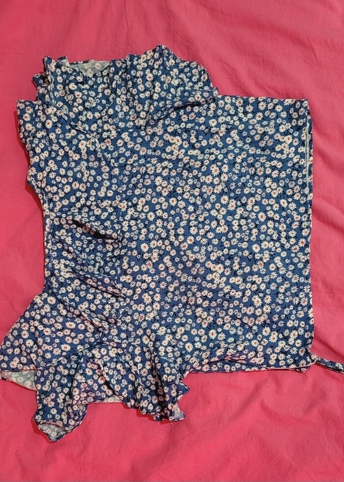 Crop Çiçek Desenli Bluz - Görsel 5