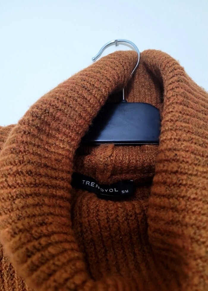 Boğazlı Balıkçı Yaka Kiremit Rengi Kazak - Görsel 2