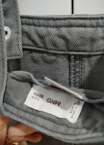 9-12 Ay Beden Gri Erkek Çocuk Denim Salopet