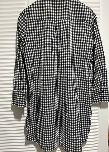 Düğmeli Siyah Beyaz Kareli Kadın Gömlek - Görsel 4