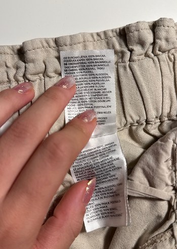36 Beden ten rengi Renk H&M Bej Kadın Keten Pantolon