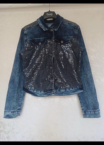 universal Beden mavi Renk Parlak Mavi Düğmeli Kadın Denim Ceket