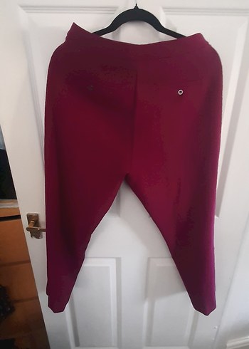 Bordo Kadın Midi Rahat Kesim Kumaş Pantolon - Görsel 3