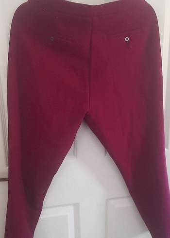 Bordo Kadın Midi Rahat Kesim Kumaş Pantolon - Görsel 2