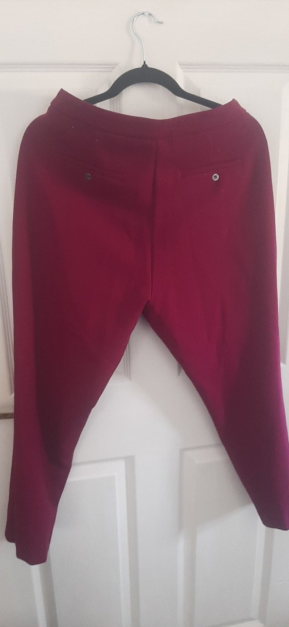 Bordo Kadın Midi Rahat Kesim Kumaş Pantolon - Görsel 2