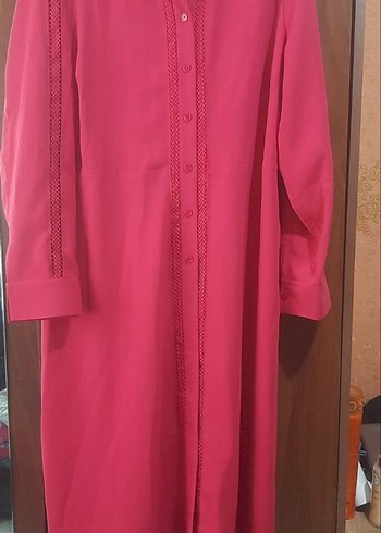 Uzun Kollu Pembe Düğmeli Kadın Tunik - Görsel 2