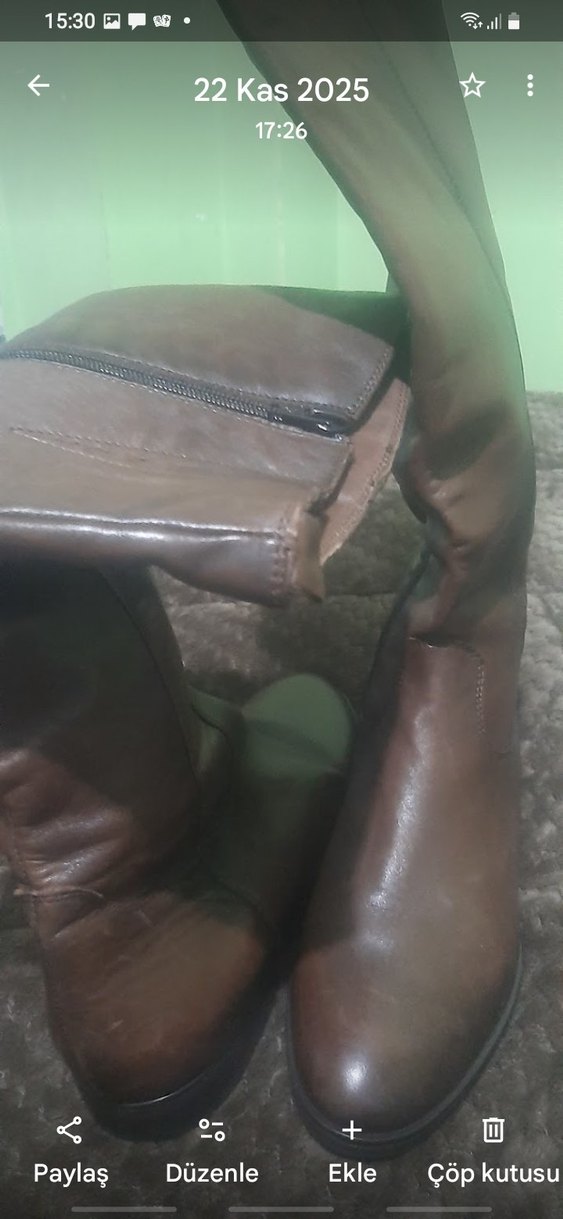 Kahverengi Deri Kadın Dizüstü Çizmeler  sıfır hiç giyilmedi - Görsel 5