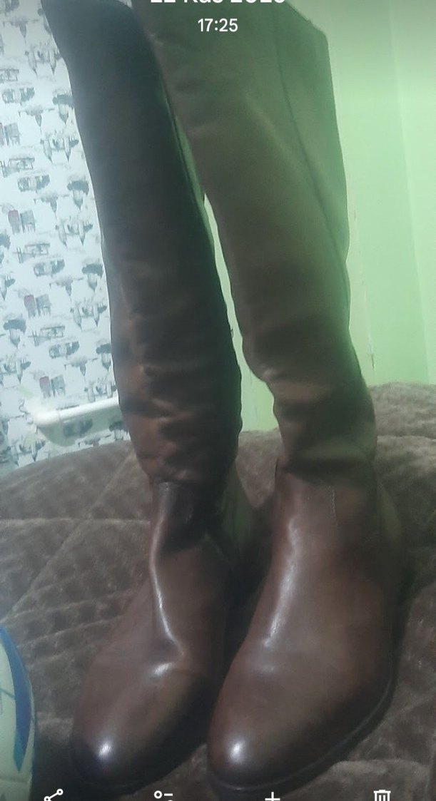 Kahverengi Deri Kadın Dizüstü Çizmeler  sıfır hiç giyilmedi - Görsel 2