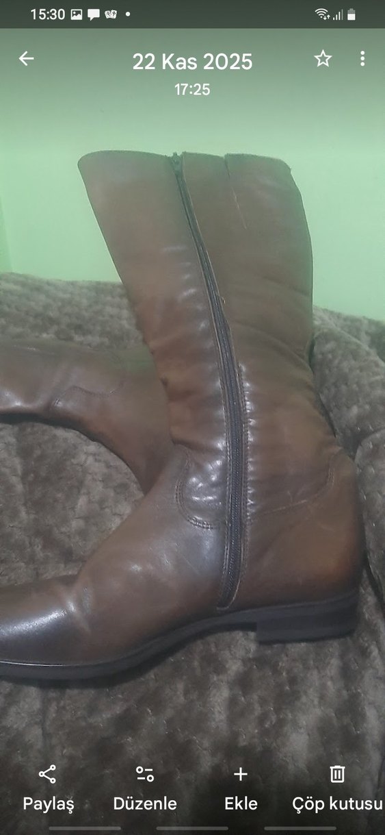 Kahverengi Deri Kadın Dizüstü Çizmeler  sıfır hiç giyilmedi - Görsel 3